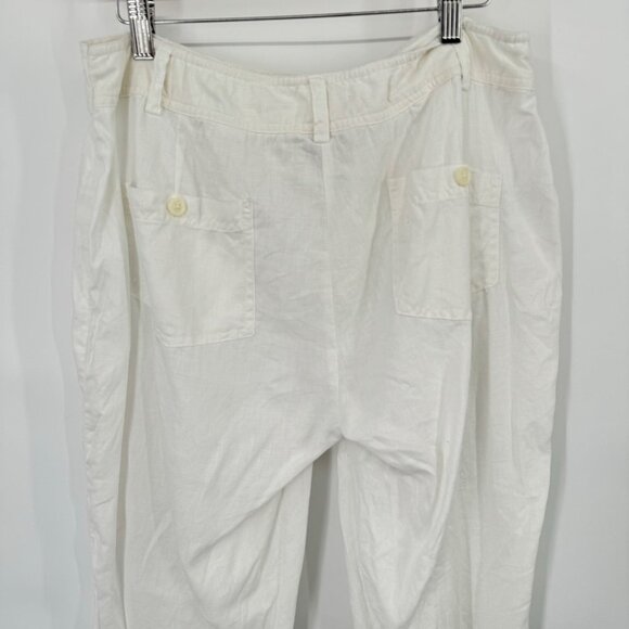 ColdWater Creek women's white linen cropped pants size 16 pockets - Picture 8 of 10